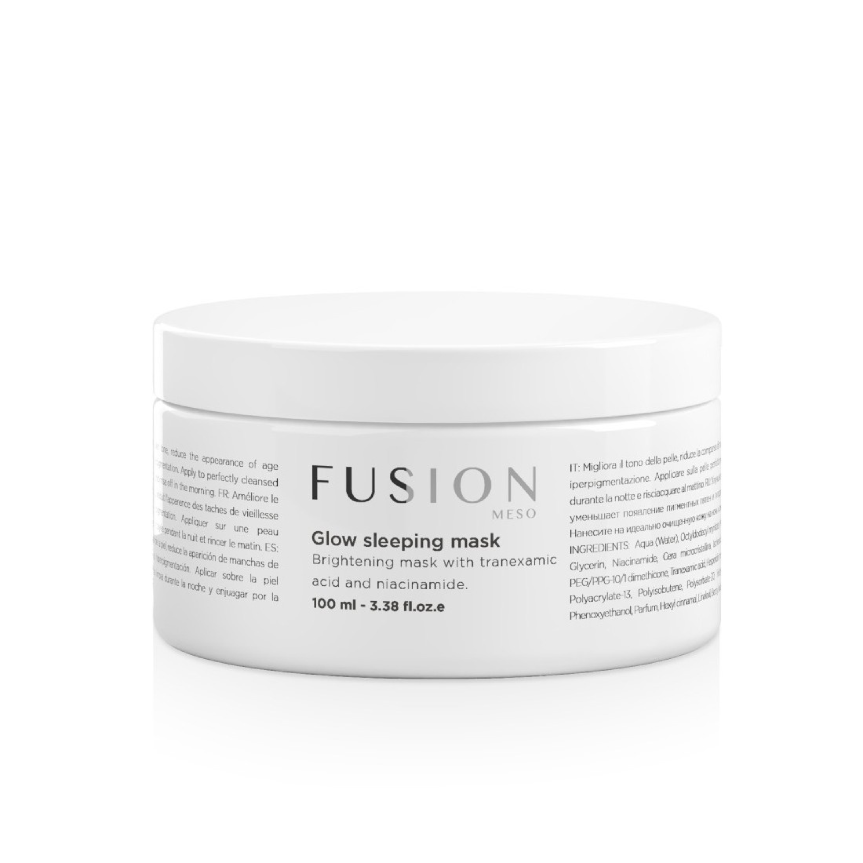 fusion GLOW SLEEPING MASK, Naktinė šviesinamoji kaukė prieš odos senėjimą, 100 ml