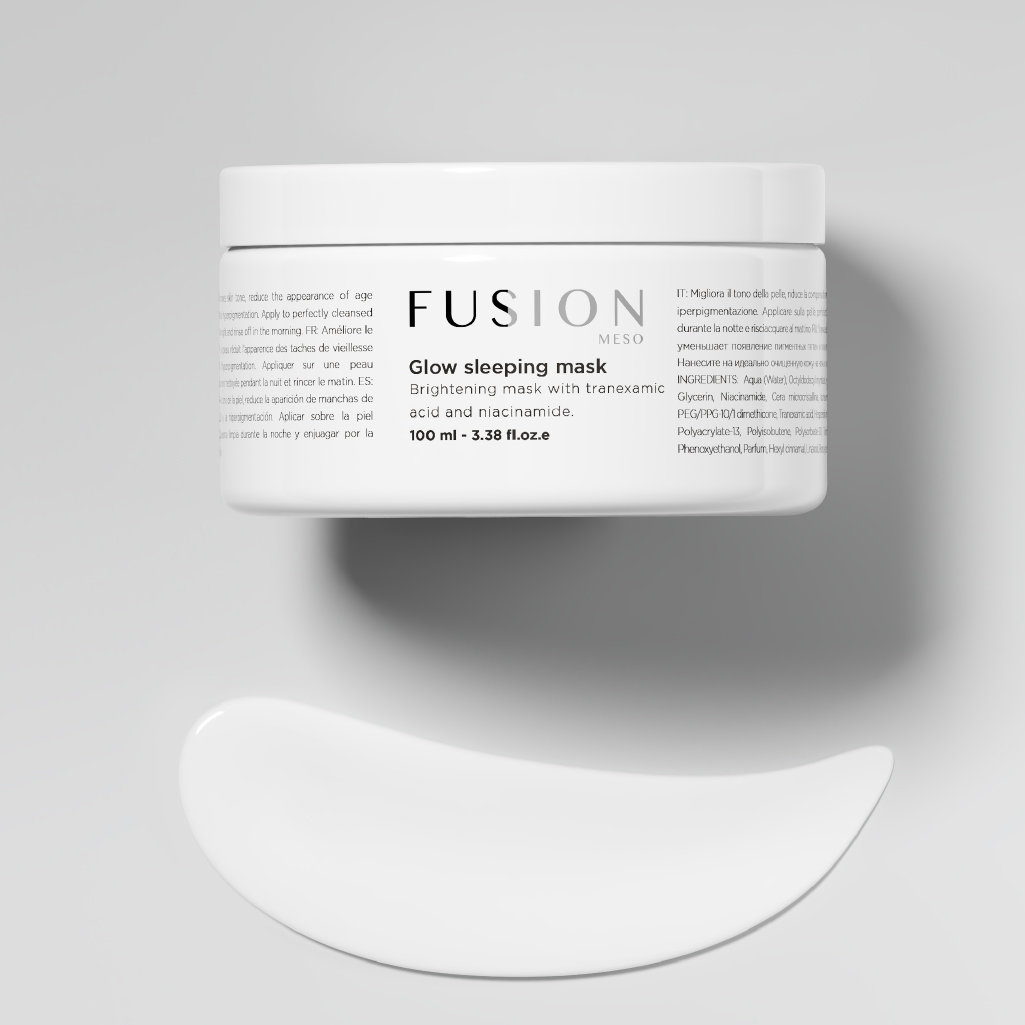 fusion GLOW SLEEPING MASK, Naktinė šviesinamoji kaukė prieš odos senėjimą, nuo pigmentacijos