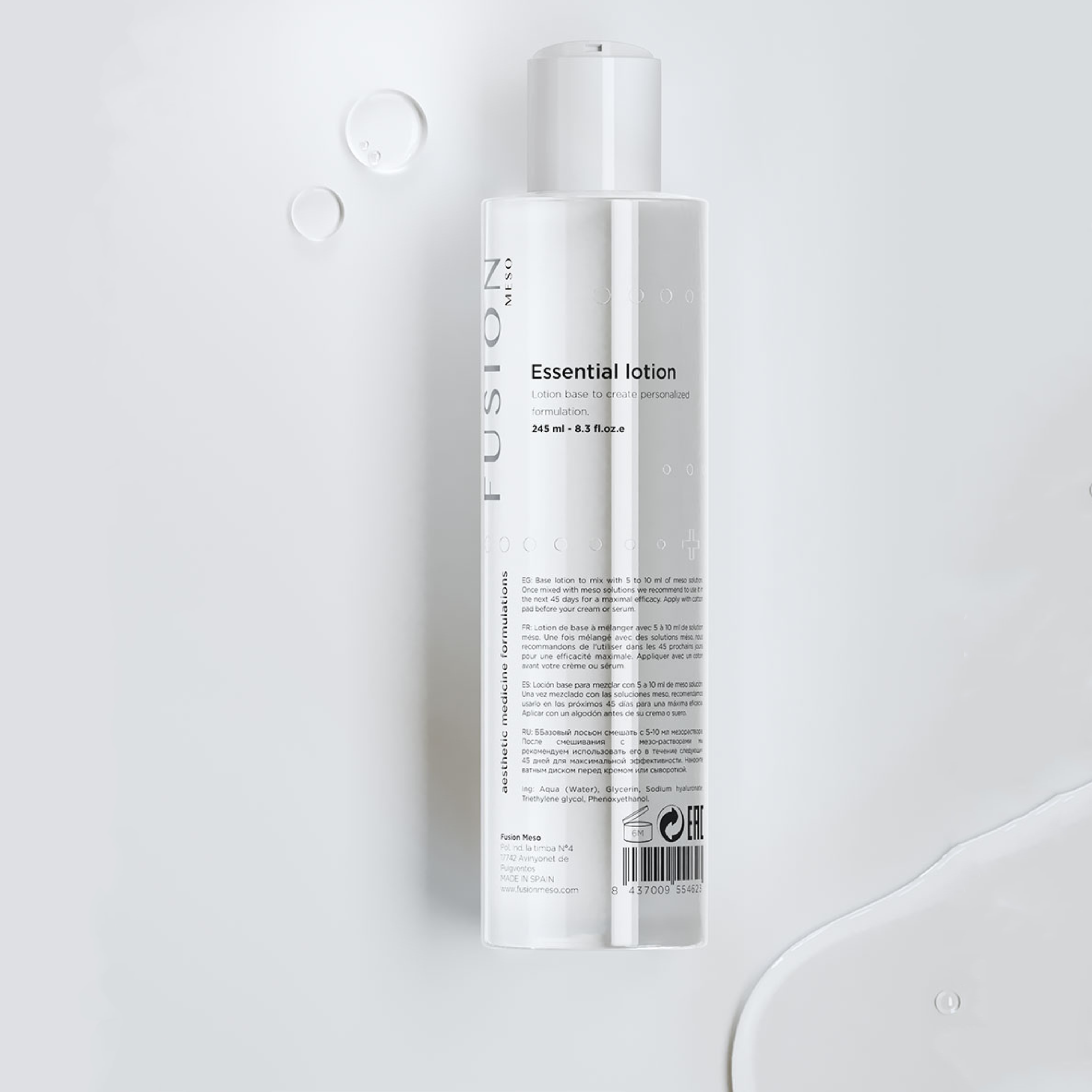 fusion ESSENTIAL LOTION, Losjonas-bazė su hialurono rūgštimi, 245 ml +5-10 ml mezoterapinio kokteilio