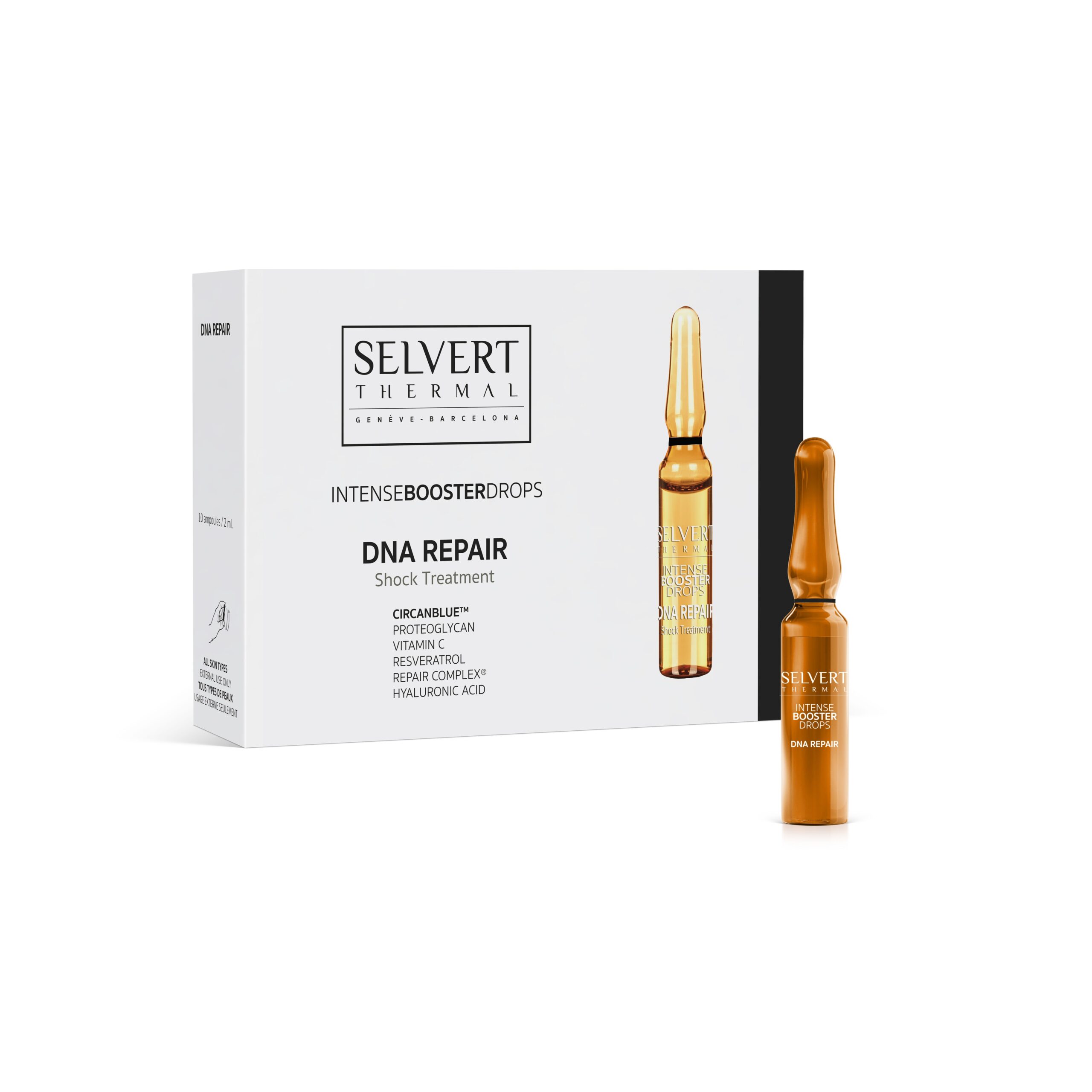 SELVERT THERMAL INTENSE BOOSTER DROPS DNA REPAIR, DNR atkuriamasis busteris, 10 vnt. x 2 ml