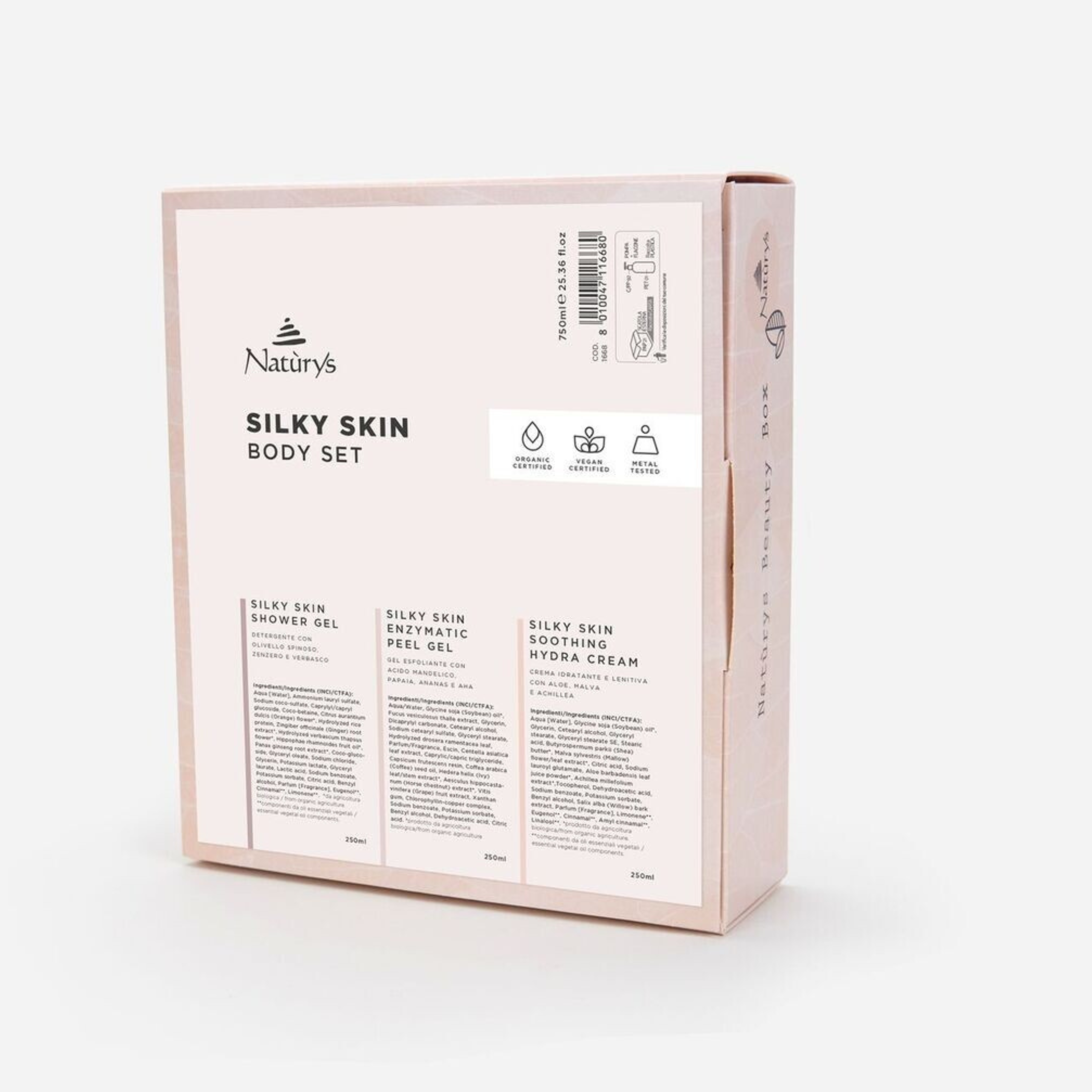 BODY SILKY SKIN BOX, Švelnios odos rinkinys kūnui, 3x250 ml