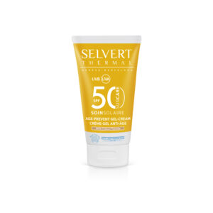 SELVERT THERMAL SUN CARE AGE PREVENT GEL-CREAM SPF50 WITH COLOUR, Apsauginis kremas-gelis veidui SPF50 su spalva, 50 ml